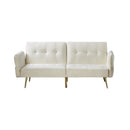 Winforce factory directly supply 280g Italian velvet folding sofa bed, foldable armrests with magazine bags futon, 78inch sleeper sofa, beige velvet - Atlantic Fine Furniture Inc