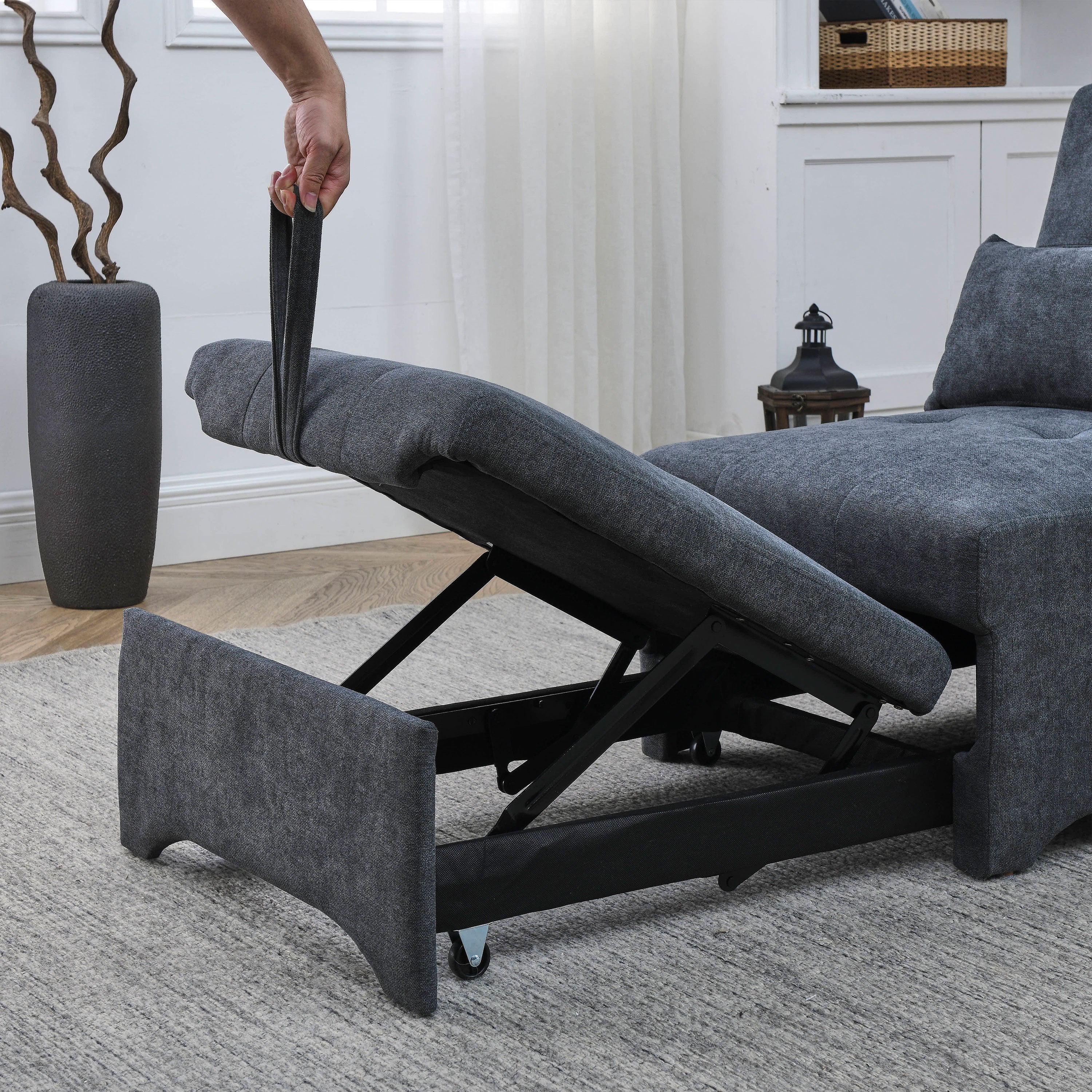 [Video] Welike 24.5"W Sleeper sofa bed, convertible chair 4 in 1 multifunctional folding sleeper sofa bed pull out sleeper sofa bed with adjustable backrest, single bed chair for small spaces - Atlantic Fine Furniture Inc