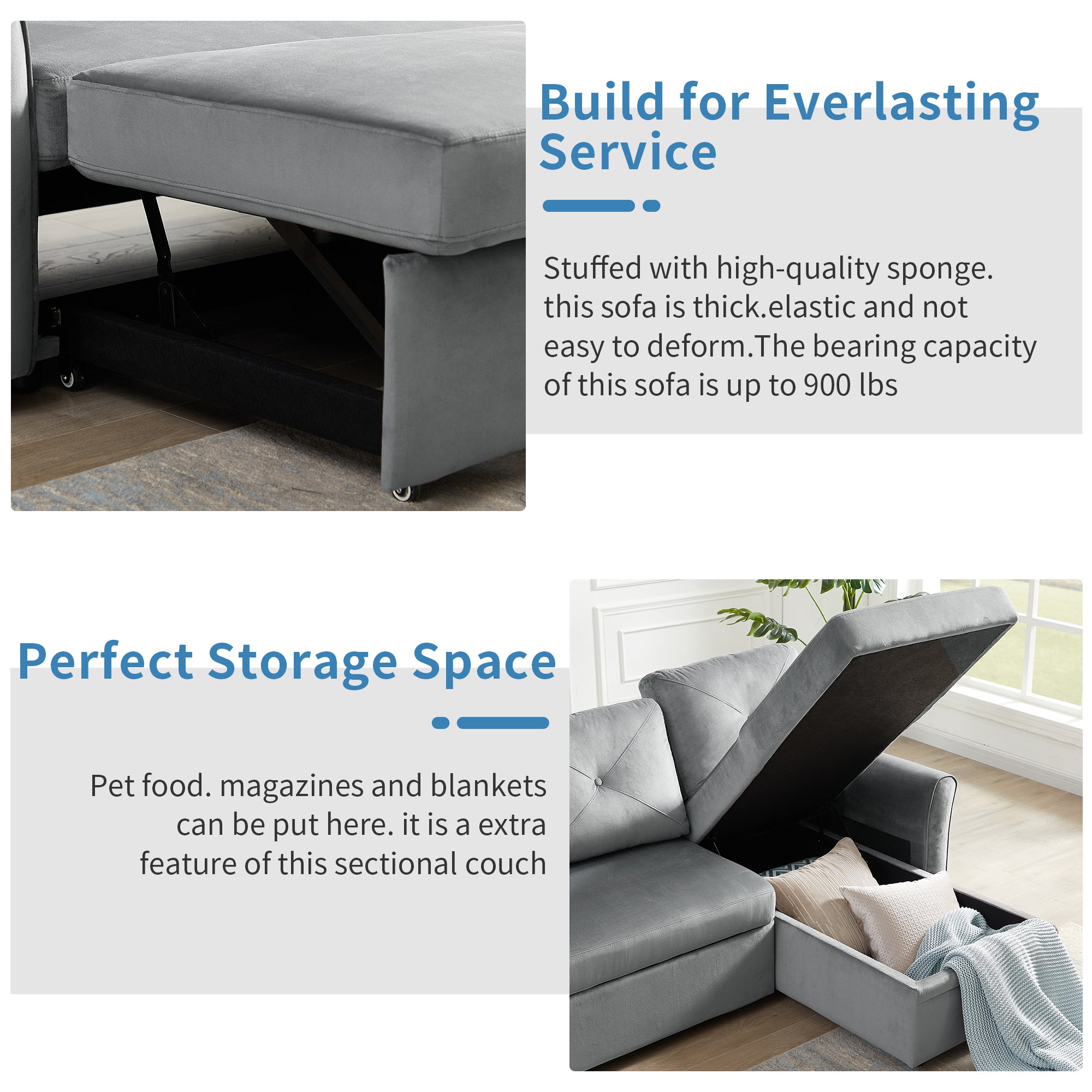 Orisfur. 83" Pull Out Sleeper Sofa Reversible L-Shape 3 Seat Sectional Couch with Storage for Living Room Furniture Set - Atlantic Fine Furniture Inc
