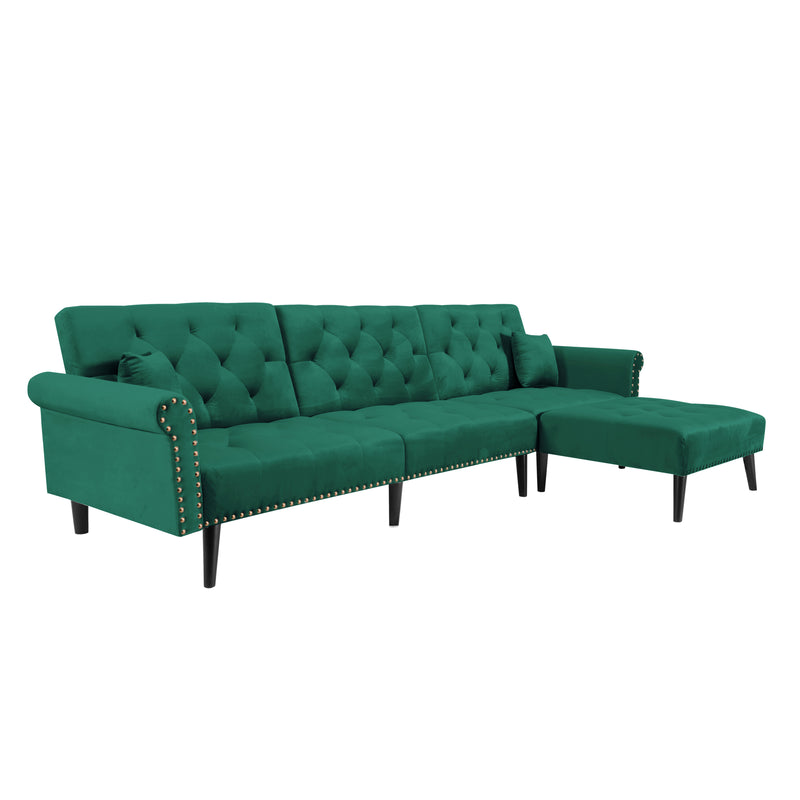 Convertible Sofa bed sleeper GREEN velvet (same as W223S00707。Size difference, See Details in page.)