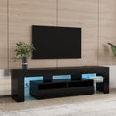Living Room Furniture TV Stand Cabinet with 2 Drawers & 2 open shelves,20-color RGB LED lights with remote,Black - Atlantic Fine Furniture Inc