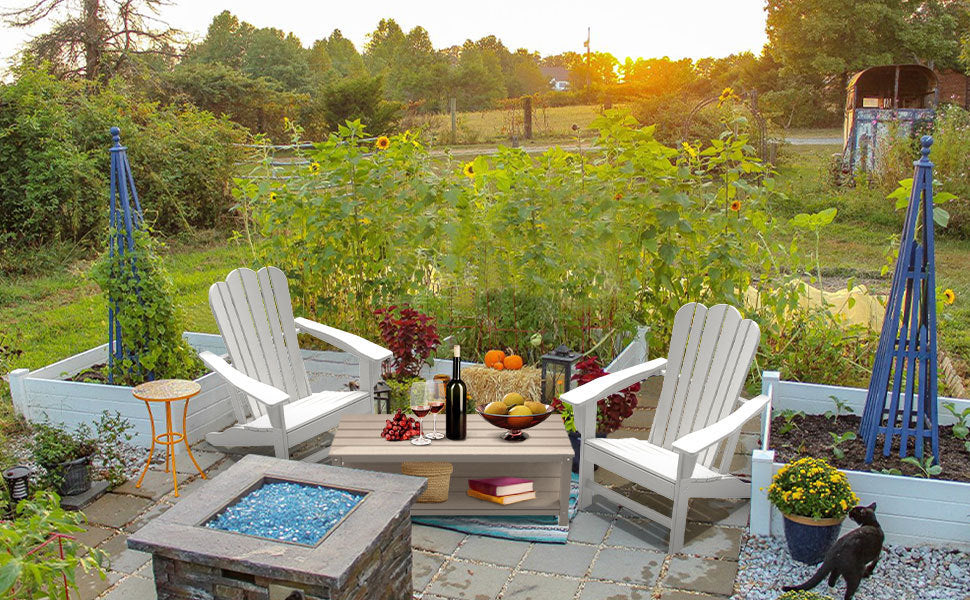 Resistant Adirondack Chair for Patio Deck Garden
 Plastic Adirondack Chair, White, 1 piece. - Atlantic Fine Furniture Inc