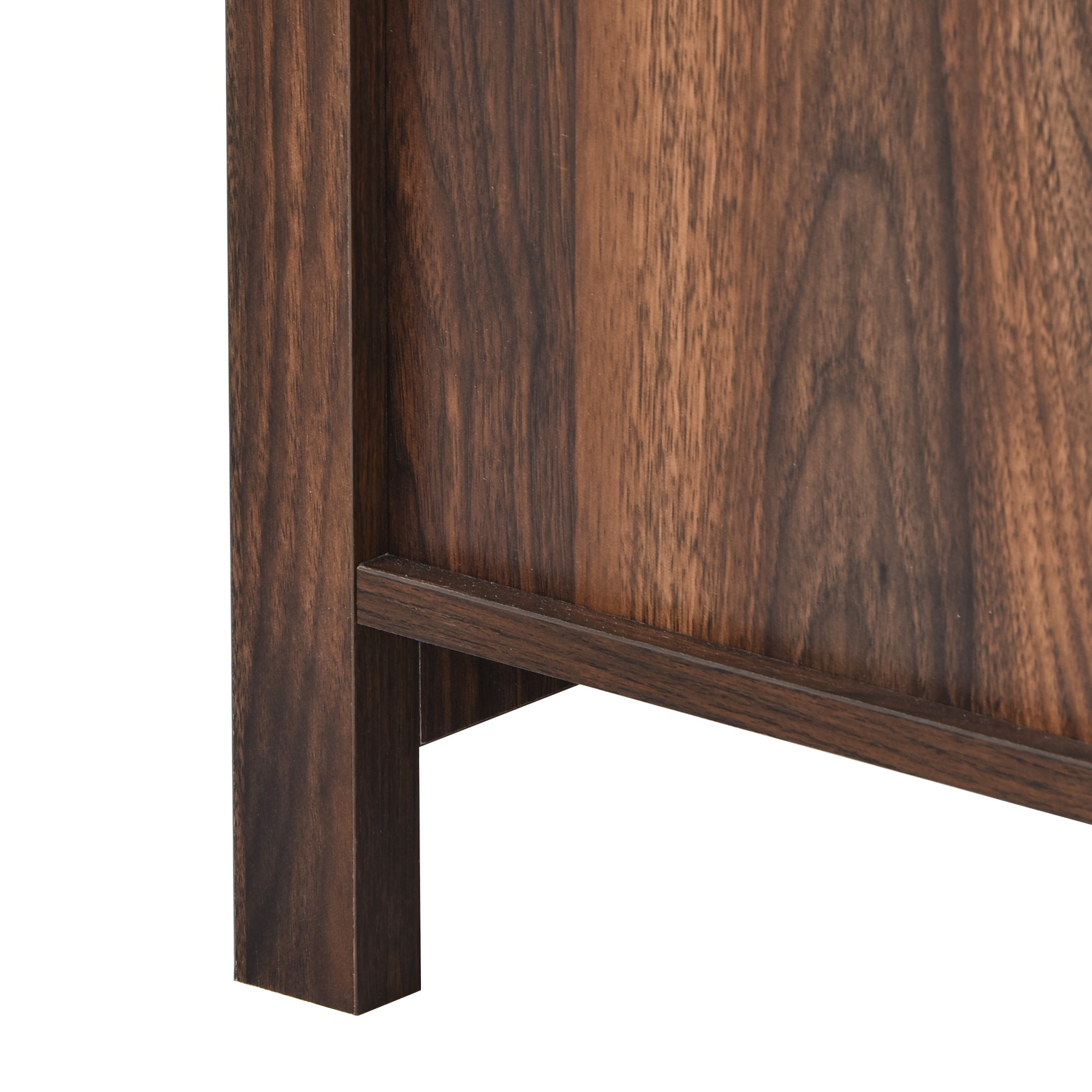 U-Can TV Stand for TV up to 60in with 2  Doors Adjustable Panels Open Style Cabinet, Sideboard for Living room, Tiger - Atlantic Fine Furniture Inc