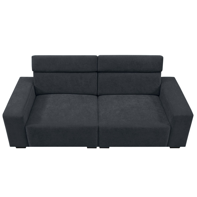 87*34.2'' 2-3 Seater Sectional Sofa Couch With Multi-Angle Adjustable Headrest, Spacious And Comfortable Velvet Loveseat For Living Room, Studios, Salon, Apartment, Office, 3 Colors