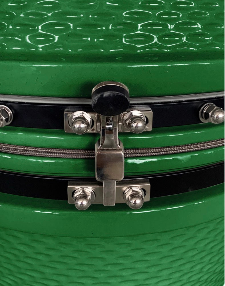 The spot/TOOPO 24inch Barbecue Charcoal Grill, Ceramic Kamado Grill with Side Table, Suitable for Camping and Picnic,GREEN - Atlantic Fine Furniture Inc