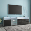 TV Stand High Gloss Doors Modern TV Stand LED(White/Black) - Atlantic Fine Furniture Inc