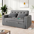 Linen Upholstered Sleeper Bed , Pull Out Sofa Bed Couch attached two throw pillows,Dual USB Charging Port and Adjustable Backrest for Living Room Space,Gray - Atlantic Fine Furniture Inc