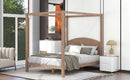 Queen Size Canopy Platform Bed with Headboard and Support Legs,Brown Wash - Atlantic Fine Furniture Inc