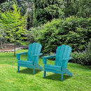 HDPE Adirondack Chair, Fire Pit Chairs, Sand Chair, Patio Outdoor Chairs,DPE Plastic Resin Deck Chair, lawn chairs, Adult Size ,Weather Resistant for Patio/ Backyard/Garden , Blue, Set of 2 - Atlantic Fine Furniture Inc