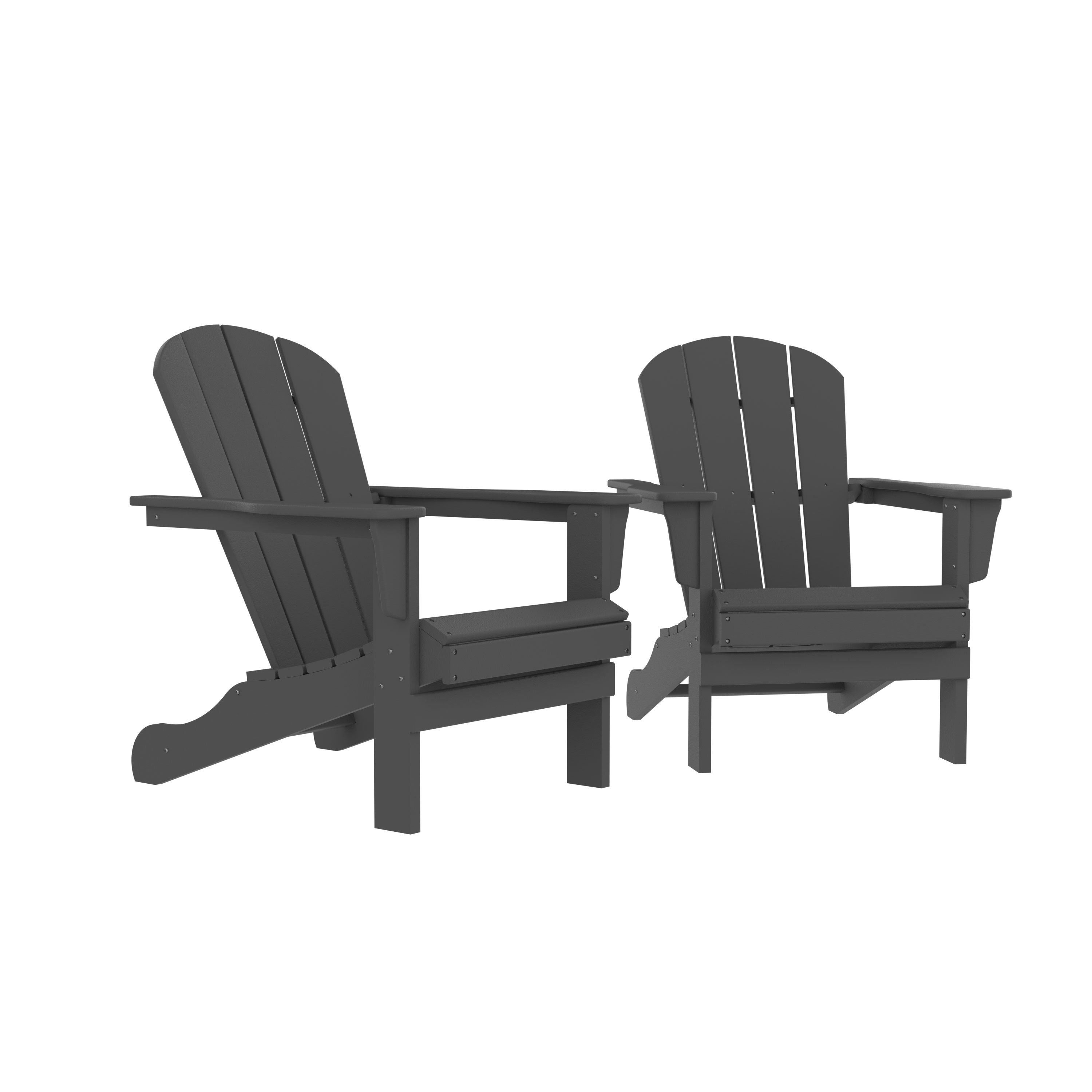 HDPE Adirondack Chair, Fire Pit Chairs, Sand Chair, Patio Outdoor Chairs,DPE Plastic Resin Deck Chair, lawn chairs, Adult Size ,Weather Resistant for Patio/ Backyard/Garden , Gray, Set of 2 - Atlantic Fine Furniture Inc