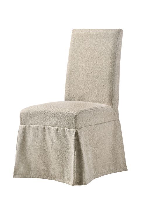 Faustine - Side Chair (Set of 2) - Tan Fabric & Salvaged Light Oak Finish - 40" - Atlantic Fine Furniture Inc