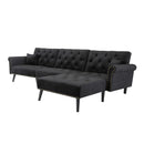 Convertible Sofa bed sleeper Navy Black velvet (same as W223S00869、W223S00706、W223S00457。Size difference, See Details in page.) - Atlantic Fine Furniture Inc