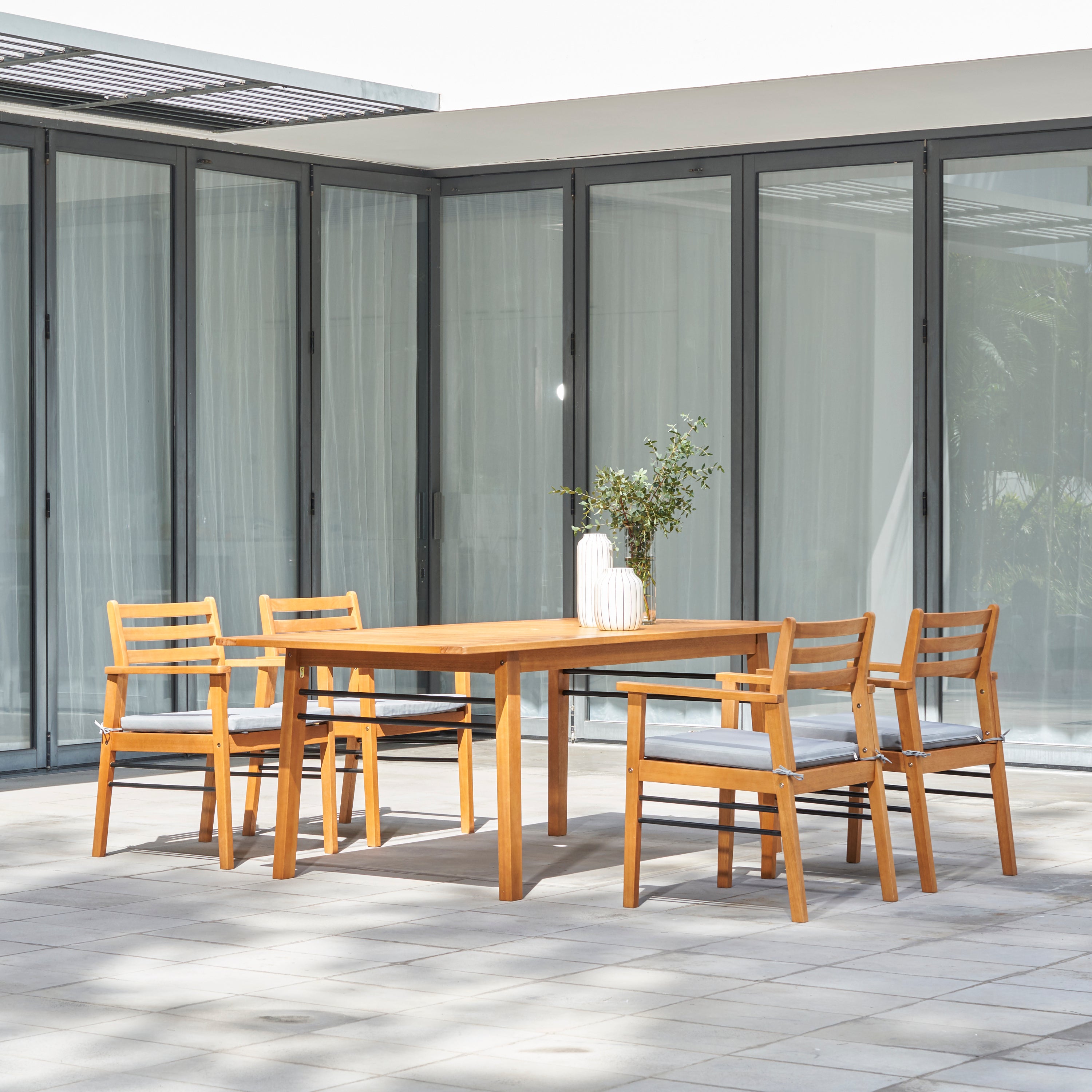 Gloucester Teak-like 5-Piece Dining Set - Atlantic Fine Furniture Inc