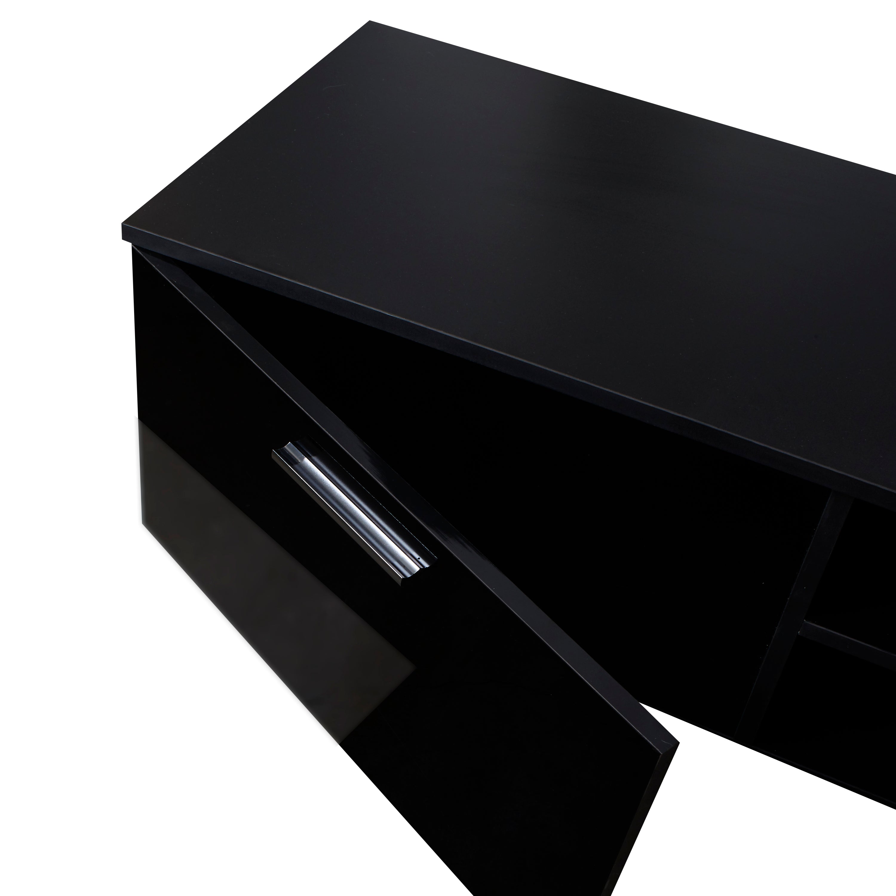 Black TV Stand for 70 Inch TV Stands, Media Console Entertainment Center Television Table, 2 Storage Cabinet with Open Shelves for Living Room Bedroom - Atlantic Fine Furniture Inc