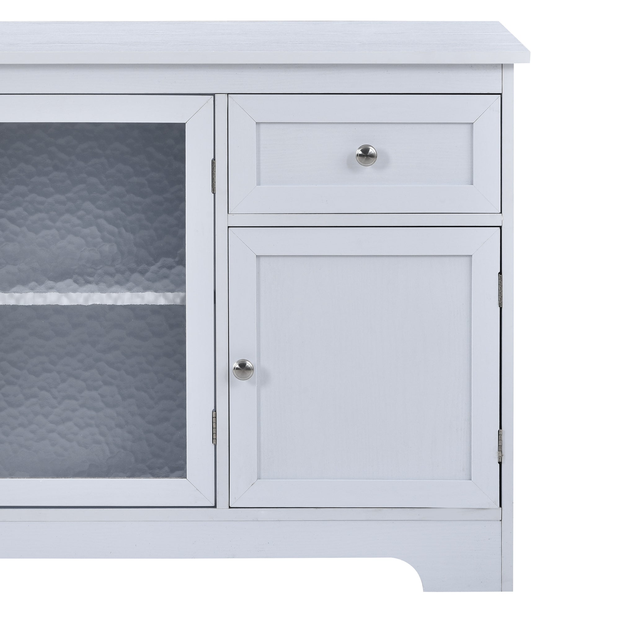U-Can TV Stand for TV up to 65in with 4 Doors Adjustable Panels Open Style Cabinet, Sideboard for Living room, White - Atlantic Fine Furniture Inc
