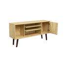 Mid-Century TV Stand for TVs up to 60 Inches, Entertainment Center with Open Storage Shelves & Cabinet, Modern TV Console for Living Room, Rustic Oak. - Atlantic Fine Furniture Inc