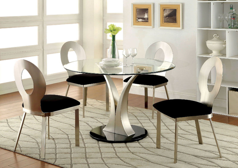 Valo - Round Dining Table - Silver / Black