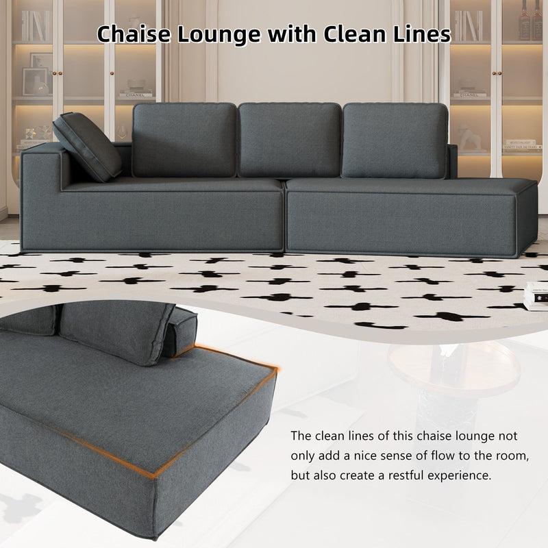 Stylish Chaise Lounge Modern Indoor Lounge Sofa Sleeper Sofa With Clean Lines For Living Room, Grey