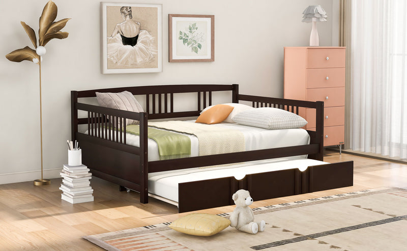 Daybed Wood Bed With Size Trundle - Espresso
