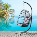 In door  outdoor patio Wicker Hanging Chair Swing Chair Patio Egg Chair UV Resistant grey cushion Aluminum frame - Atlantic Fine Furniture Inc