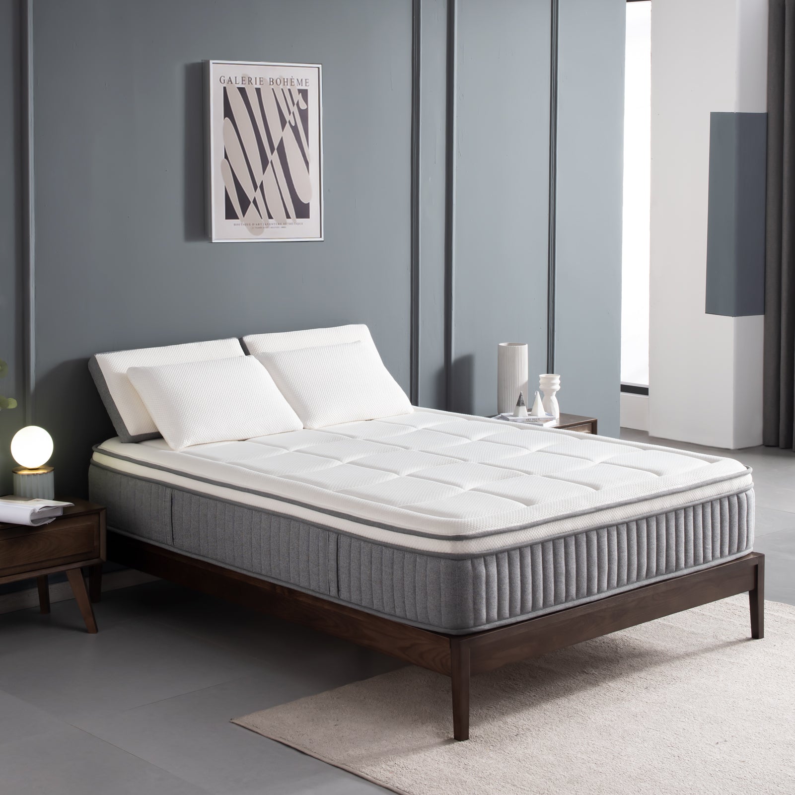 Twin Mattress12 Inch Euro Top Hybrid Mattress, Gel Memory Foam with Pocket Spring Mattress in a Box for Cool Sleep and Balance Support, Medium Feel Mattress, CertiPUR-US Certified - Atlantic Fine Furniture Inc