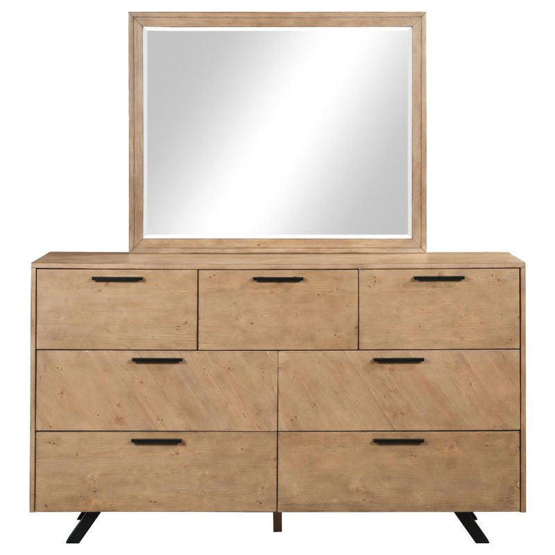Taylor - 7-Drawer Rectangular Dresser With Mirror Light - Honey Brown