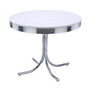 Retro - Round Wood Top Dining Table - White And Chrome - Atlantic Fine Furniture Inc