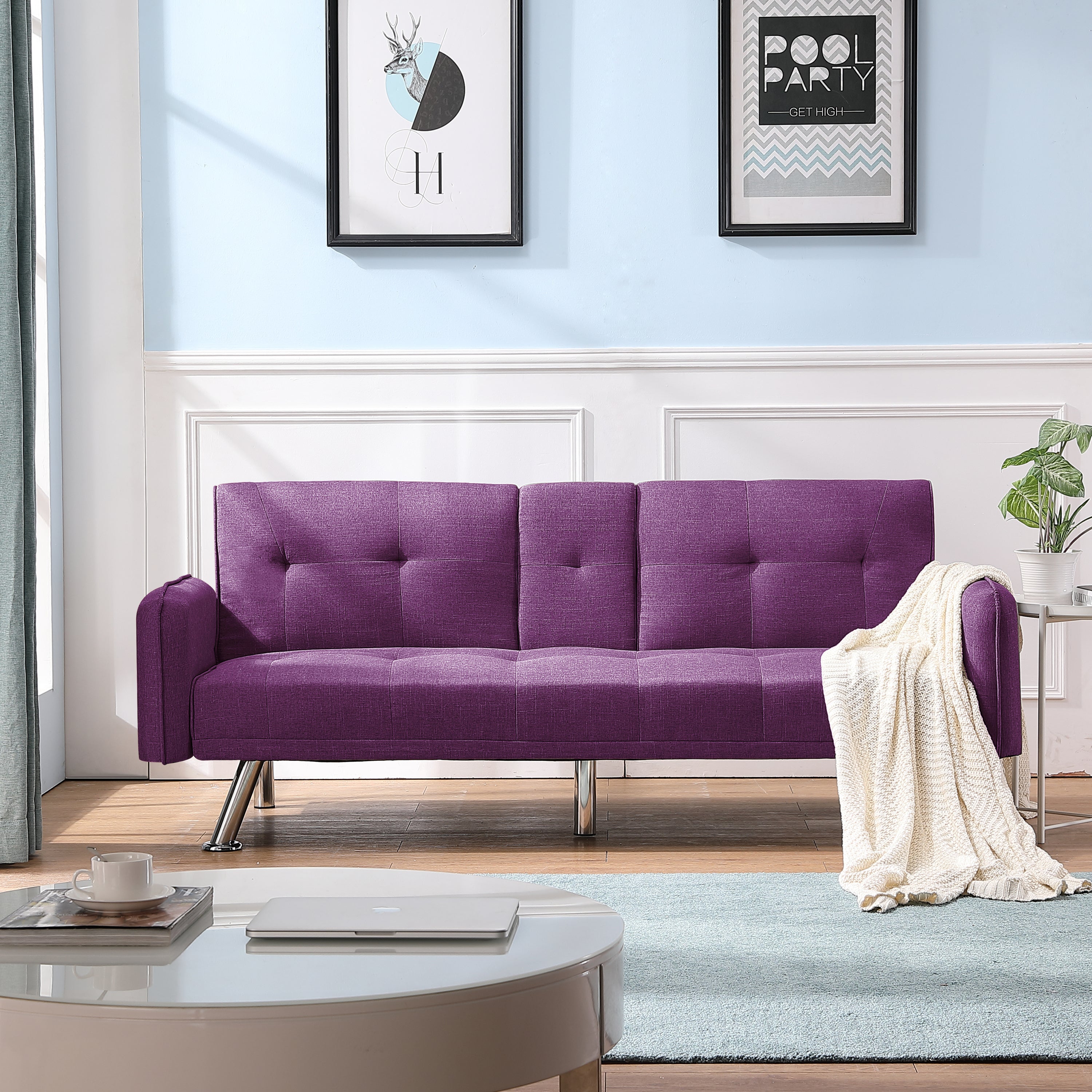 SLEEPER SOFA PURPLE COLOR（same  as W22339671。Size difference, See Details in page.） - Atlantic Fine Furniture Inc