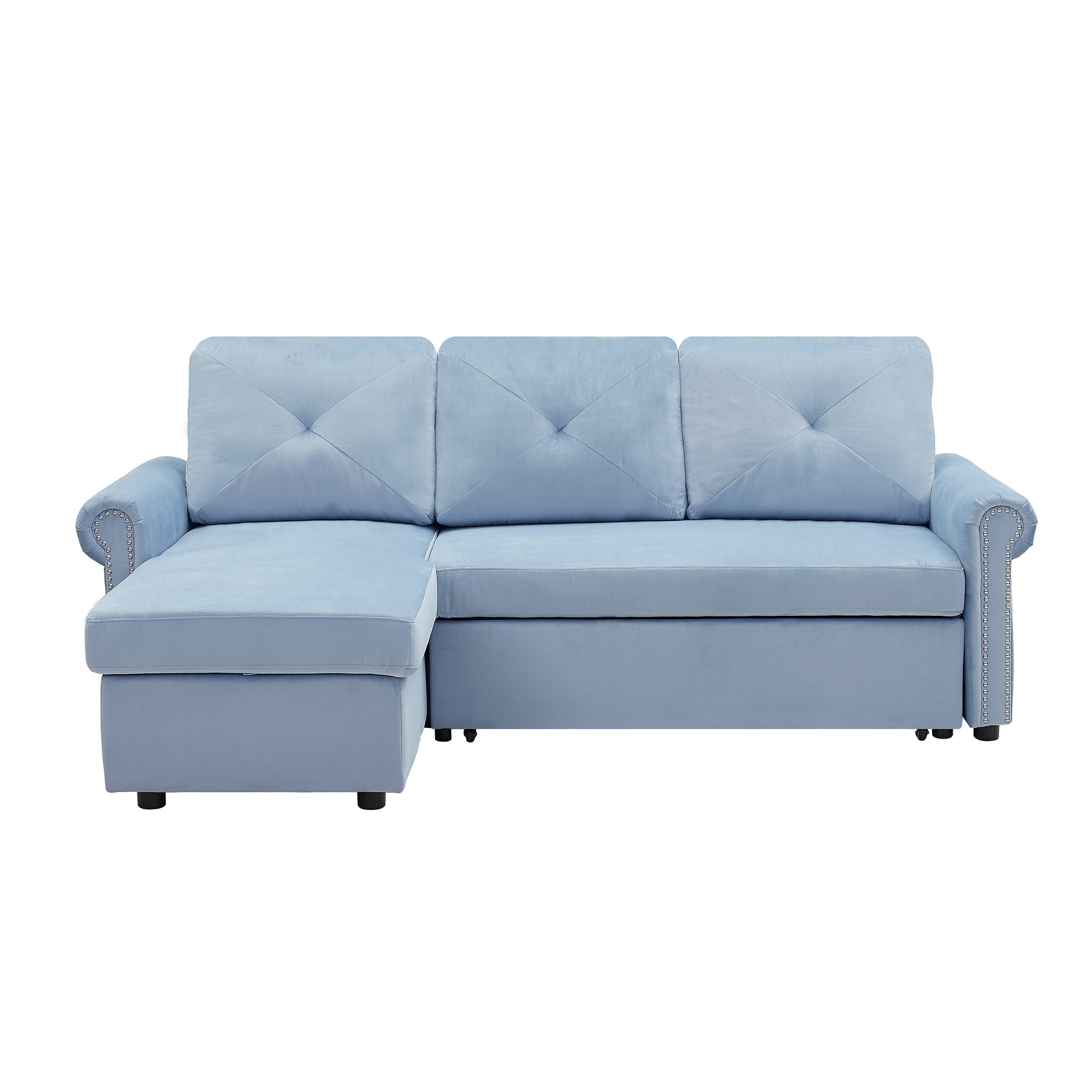 Orisfur. 83" Sleeper Sofa Bed Convertible Sectional Couch, 3-Seater L-Shape Corner Couch with Storage Chaise for Living Room Apartment - Atlantic Fine Furniture Inc