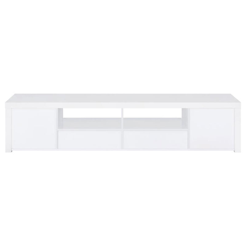 Jude - 2-Door 79" TV Stand With Drawers - White High Gloss