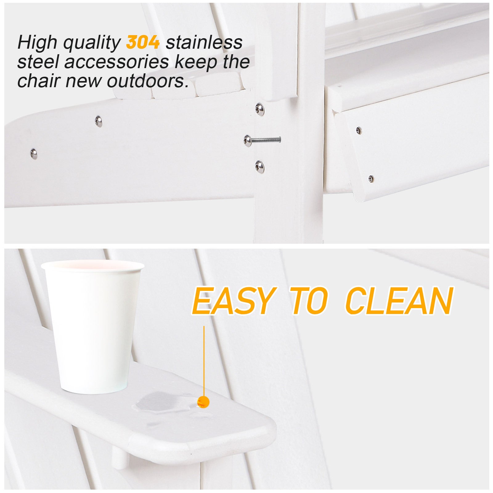 HDPE Adirondack Chair Sunlight Resistant no-Fading Snowstorm Resistant Outdoor Chair Patio Adirondack Chairs Ergonomic Comfort Widely Used for Fire Pits Decks Gardens,Campfire Chairs - White - Atlantic Fine Furniture Inc