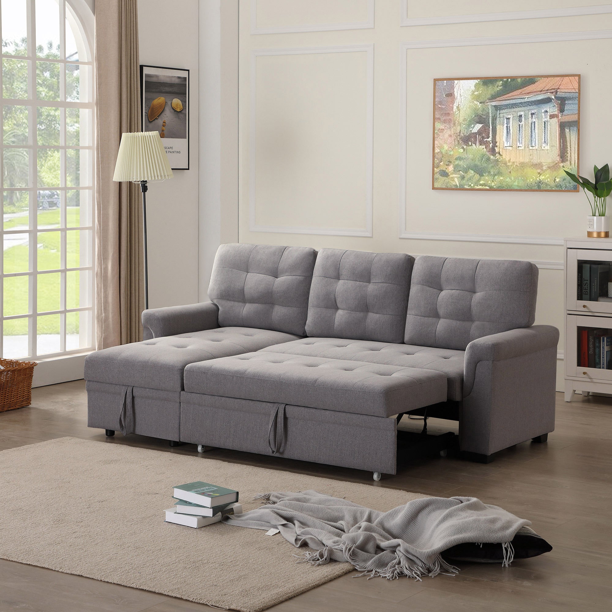 Upholstery Sleeper Sectional Sofa dark gray - Atlantic Fine Furniture Inc