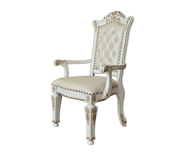 Vendom - Dining Chair (Set of 2) - PU & Antique Pearl Finish - Atlantic Fine Furniture Inc