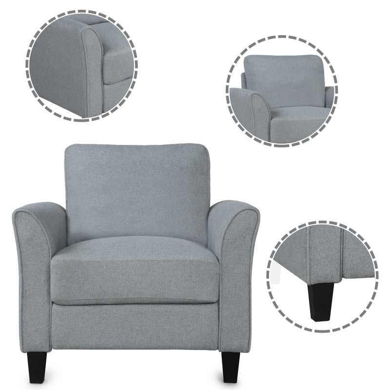Living Room Furniture Armrest Single Sofa And Loveseat Sofa - (Gray)