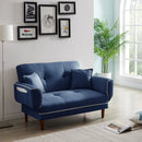RELAX LOUNGE SOFA BED SLEEPER WITH 2 PILLOWS NAVY BLUE FABRIC - Atlantic Fine Furniture Inc
