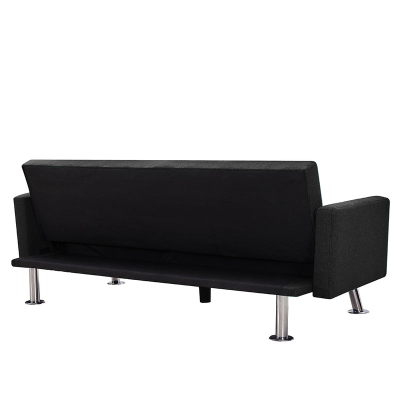 Modern Convertible Folding Futon Sofa Bed ,  Black Fabric Sleeper Sofa Couch for Compact Living Space.