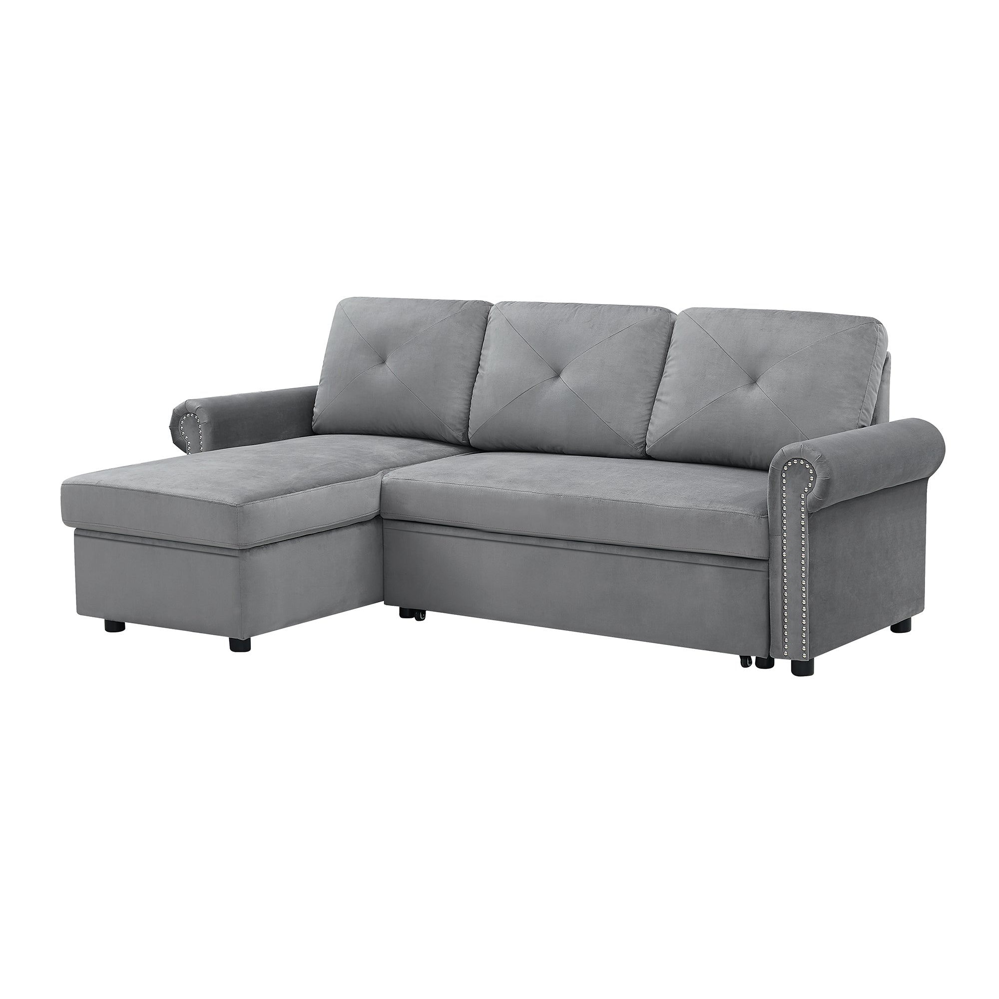 Orisfur. 83" Sleeper Sofa Bed Convertible Sectional Couch, 3-Seater L-Shape Corner Couch with Storage Chaise for Living Room Apartment - Atlantic Fine Furniture Inc