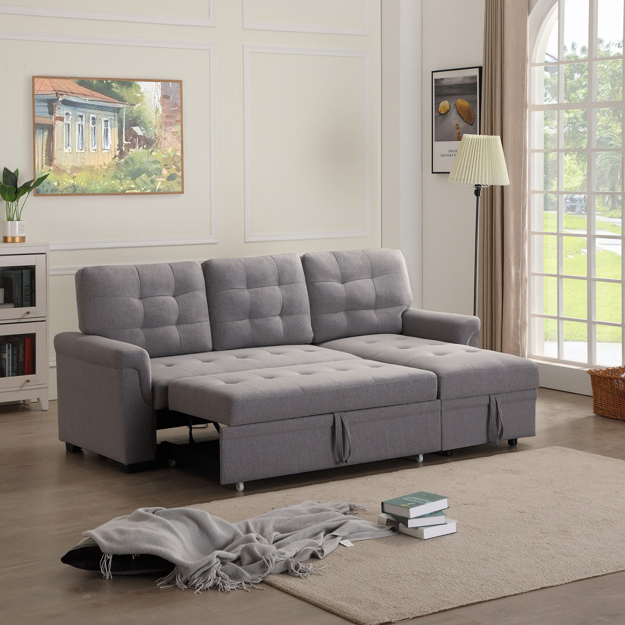 Upholstery Sleeper Sectional Sofa dark gray - Atlantic Fine Furniture Inc