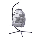 Outdoor Patio Wicker Folding Hanging Chair,Rattan Swing Hammock Egg Chair With Cushion And Pillow - Atlantic Fine Furniture Inc