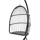 Hanging Swing  Chair Outdoor Patio Wicker  ,  PVC Rattan Swing Hammock Egg Chair with C Type Bracket ,  With Cushion and Pillow for Indoor,Outdoor，Gray - Atlantic Fine Furniture Inc