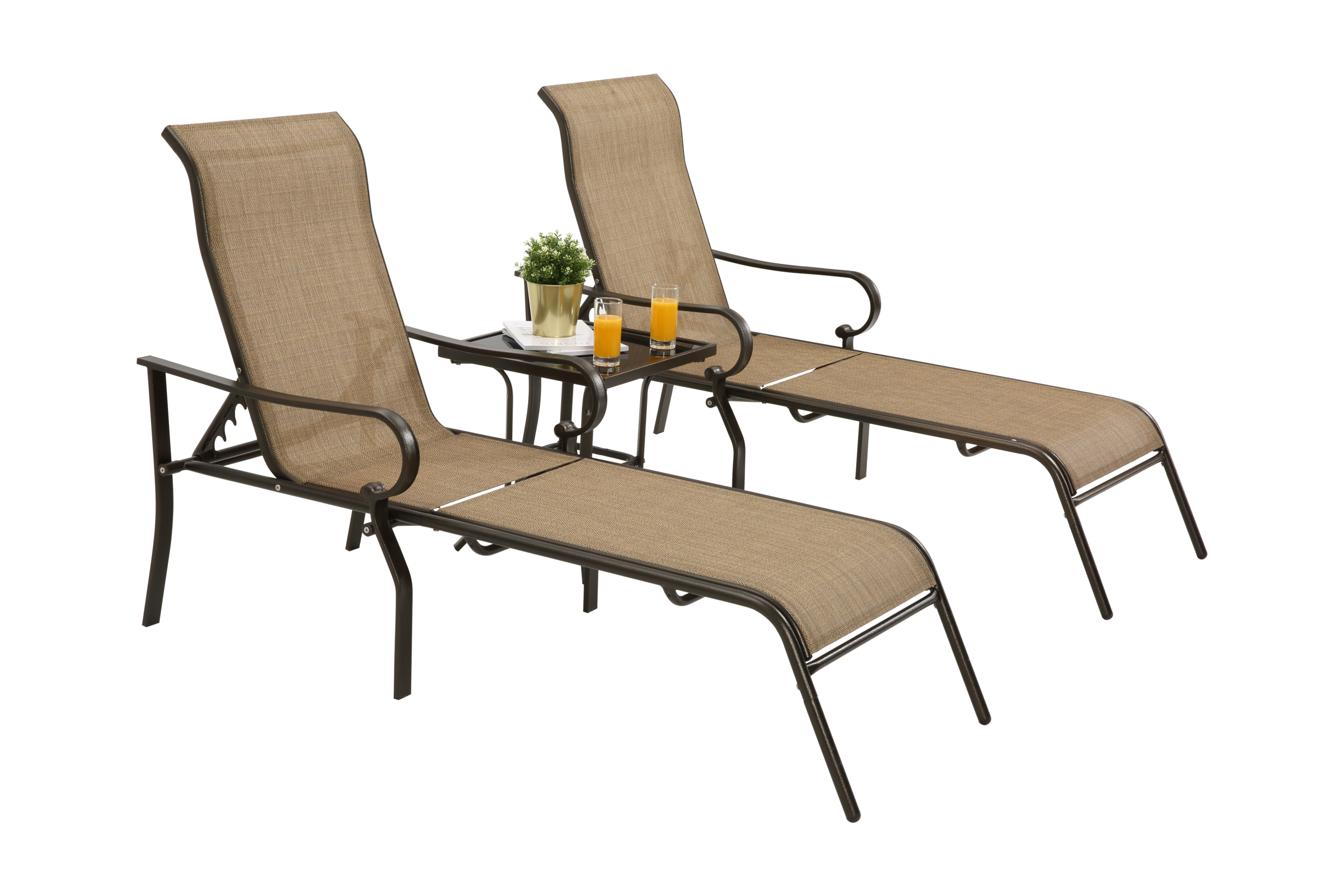 Patio chaise lounges outdoors, poolside chairs with coffee tabel - Atlantic Fine Furniture Inc