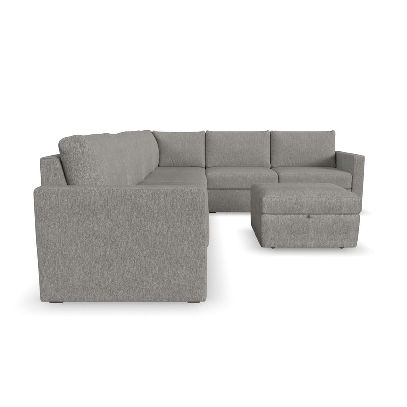 Flex - 6-Seat Sectional with Standard Arm and Storage Ottoman - Dark Gray