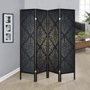 Haidera - 4-Panel Room Divider Folding Screen - Black Damask - Atlantic Fine Furniture Inc