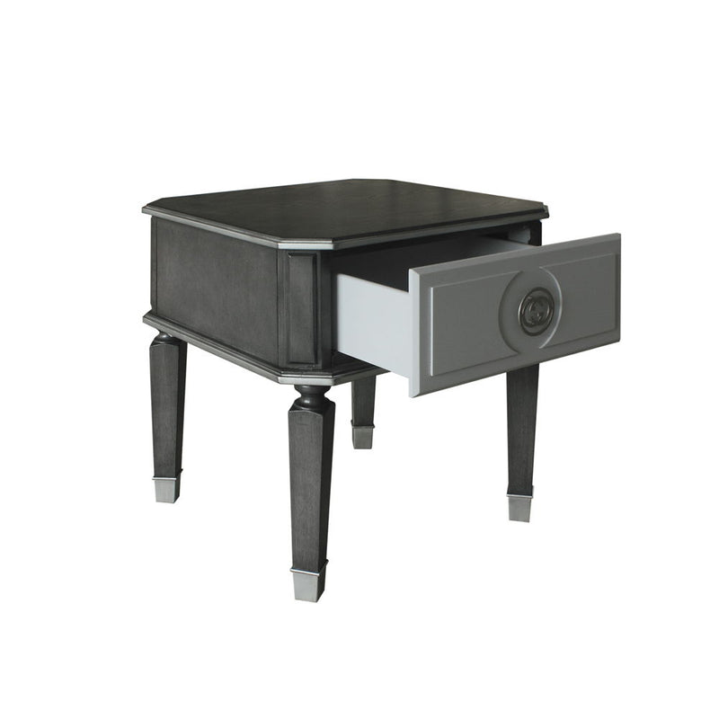 House - Beatrice End Table - Charcoal & Light Gray Finish