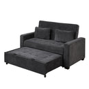 Linen Upholstered Sleeper Bed , Pull Out Sofa Bed Couch attached two throw pillows,Dual USB Charging Port and Adjustable Backrest for Living Room Space，Black - Atlantic Fine Furniture Inc