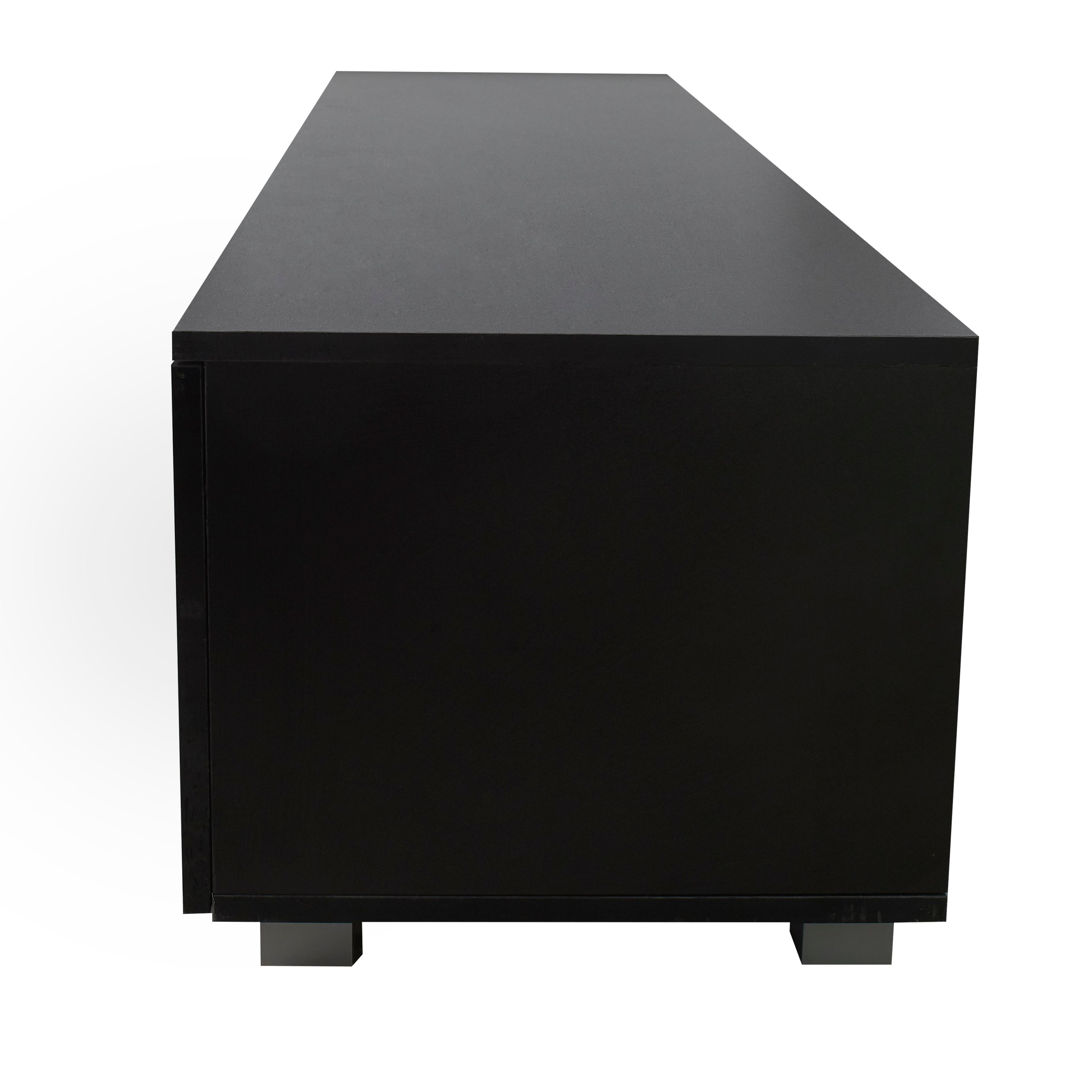Black TV Stand for 70 Inch TV Stands, Media Console Entertainment Center Television Table, 2 Storage Cabinet with Open Shelves for Living Room Bedroom - Atlantic Fine Furniture Inc