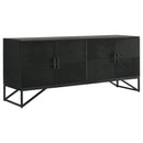 Riddell - 4 Door Wood Reeding Accent Cabinet - Matte Black - Atlantic Fine Furniture Inc