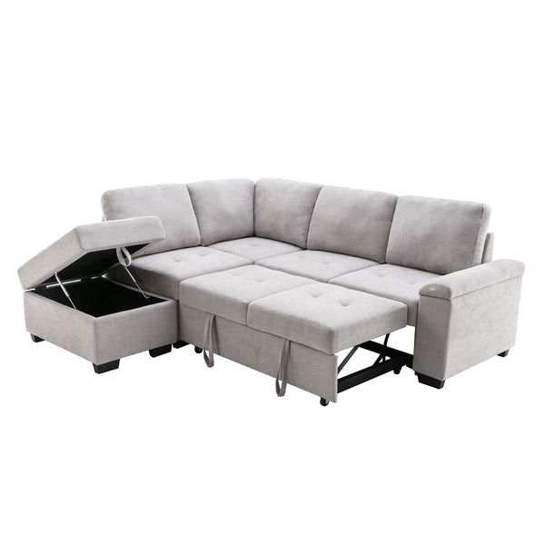 Orisfur. 86" Sleeper Sectional Sofa, L-Shape Corner Couch Sofa-Bed with Storage Ottoman &  Hidden Arm Storage for Living Room Apartment - Atlantic Fine Furniture Inc