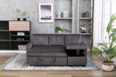 77 Inch Reversible Sectional Storage Sleeper Sofa Bed , L-Shape 2 Seat Sectional Chaise With Storage , Skin-Feeling Velvet Fabric ,Dark Grey Color For Living Room Furniture - Atlantic Fine Furniture Inc