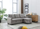 77 Inch Reversible Sectional Storage Sleeper Sofa Bed , L-Shape 2 Seat Sectional Chaise With Storage , Skin-Feeling Velvet Fabric ,Light Grey Color For Living Room Furniture - Atlantic Fine Furniture Inc